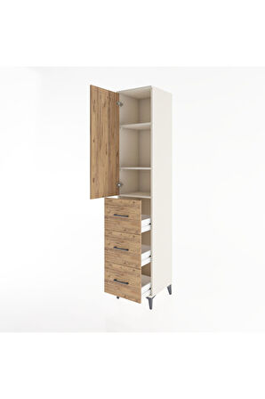 Hyperion Dolap 3 Raflı 3 Çekmeceli Tek Kapaklı 44x44x221 Aytaşı-Çam