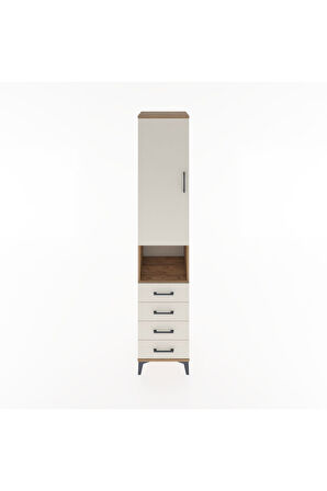 Hyperion Dolap 4 Raflı 4 Çekmeceli Tek Kapaklı 44x44x221 Çam-Aytaşı