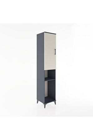 Hyperion Dolap 3 Raflı Tek Kapaklı Tek Askılı 44x44x221 Antrasit-Aytaşı