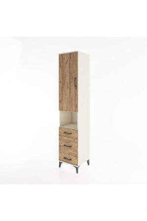 Hyperion Dolap 4 Raflı 3 Çekmeceli Tek Kapaklı 44x44x221 Aytaşı-Çam