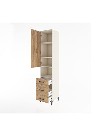 Hyperion Dolap 4 Raflı 3 Çekmeceli Tek Kapaklı 44x44x221 Aytaşı-Çam