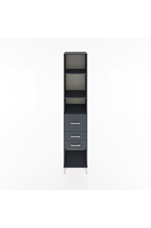 Hyperion Dolap 3 Raflı 3 Çekmeceli 44x44x221 Antrasit-Antrasit
