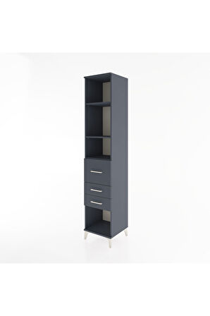 Hyperion Dolap 3 Raflı 3 Çekmeceli 44x44x221 Antrasit-Antrasit