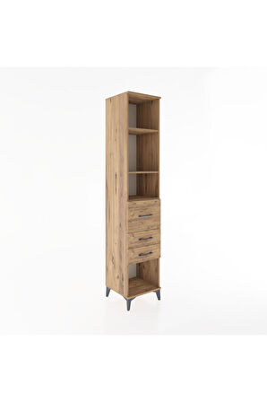 Hyperion Dolap 3 Raflı 3 Çekmeceli 44x44x221 Çam-Çam