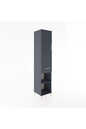 Hyperion Dolap 4 Raflı Tek Çekmeceli Tek Kapaklı 44x44x221 Antrasit-Antrasit