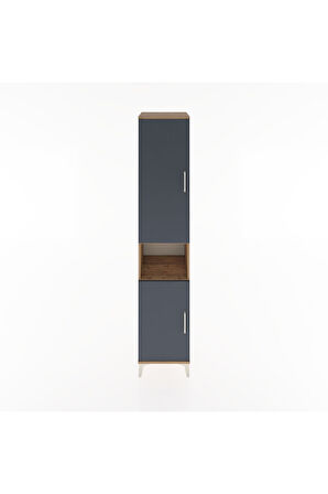 Hyperion Dolap 4 Raflı 2 Kapaklı Tek Askılı 44x44x221 Çam-Antrasit