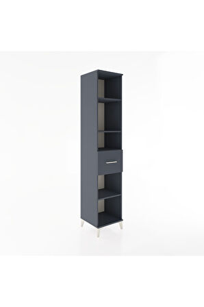 Hyperion Dolap 4 Raflı Tek Çekmeceli 44x44x221 Antrasit-Antrasit