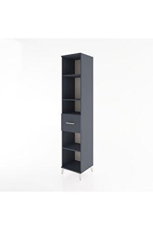 Hyperion Dolap 4 Raflı Tek Çekmeceli 44x44x221 Antrasit-Antrasit