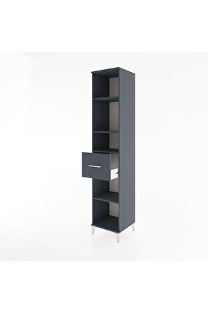Hyperion Dolap 4 Raflı Tek Çekmeceli 44x44x221 Antrasit-Antrasit