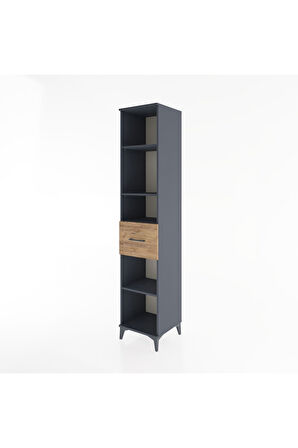 Hyperion Dolap 4 Raflı Tek Çekmeceli 44x44x221 Antrasit-Çam
