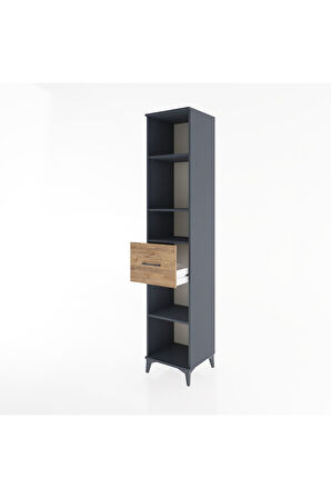 Hyperion Dolap 4 Raflı Tek Çekmeceli 44x44x221 Antrasit-Çam