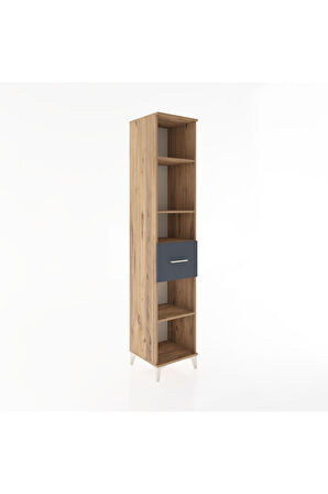 Hyperion Dolap 4 Raflı Tek Çekmeceli 44x44x221 Çam-Antrasit