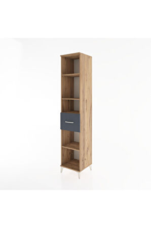 Hyperion Dolap 4 Raflı Tek Çekmeceli 44x44x221 Çam-Antrasit