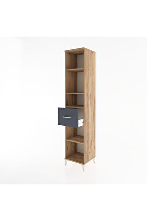 Hyperion Dolap 4 Raflı Tek Çekmeceli 44x44x221 Çam-Antrasit