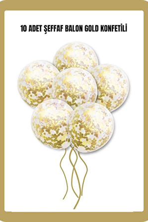 Şeffaf Balon Pul Konfetili 10 Adet Parti Doğum Günü
