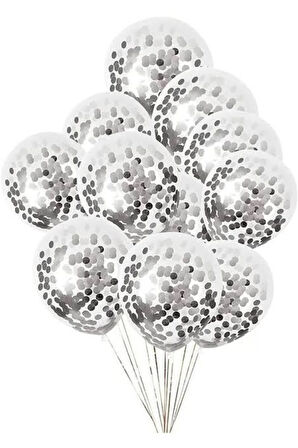 Şeffaf Balon Pul Konfetili 10 Adet Parti Doğum Günü