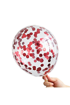 Şeffaf Balon Pul Konfetili 10 Adet 12 inc Parti Doğum Günü