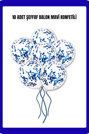 Şeffaf Balon Pul Konfetili 10 Adet Parti Doğum Günü