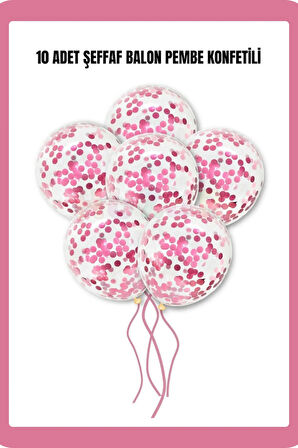 Şeffaf Balon Pul Konfetili 10 Adet Parti Doğum Günü
