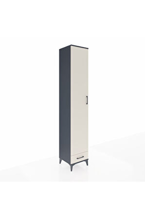 Hyperion Dolap 3 Raflı Tek Çekmeceli Tek Askılı 44x44x243 Antrasit-Aytaşı