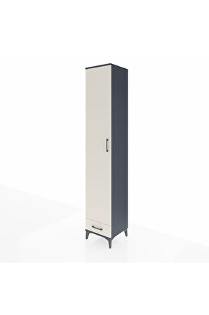Hyperion Dolap 3 Raflı Tek Çekmeceli Tek Askılı 44x44x243 Antrasit-Aytaşı