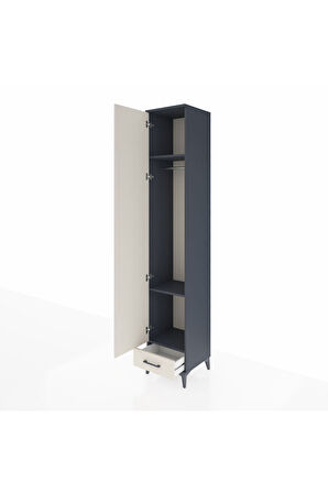 Hyperion Dolap 3 Raflı Tek Çekmeceli Tek Askılı 44x44x243 Antrasit-Aytaşı