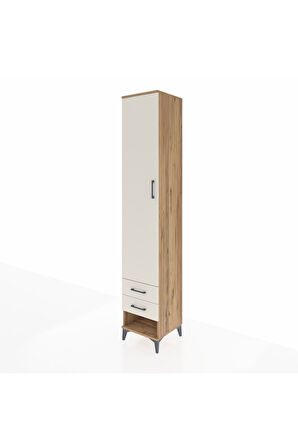 Hyperion Dolap 3 Raflı 2 Çekmeceli Tek Askılı 44x44x243 Çam-Aytaşı
