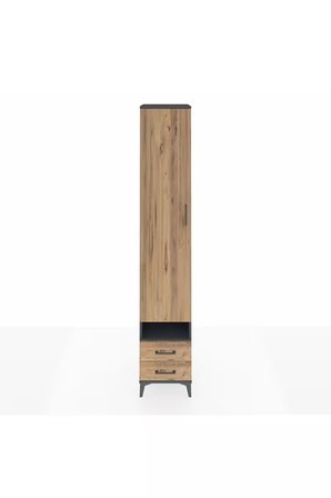 Hyperion Dolap 6 Raflı 2 Çekmeceli Tek Kapaklı 44x44x243 Antrasit-Çam