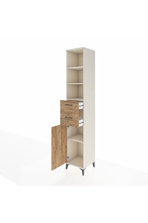 Hyperion Dolap 4 Raflı 2 Çekmeceli Tek Kapaklı 44x44x243 Aytaşı-Çam