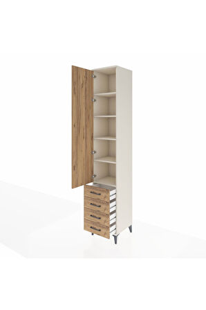 Hyperion Dolap 5 Raflı 4 Çekmeceli Tek Kapaklı 44x44x243 Aytaşı-Çam