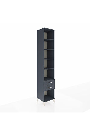Hyperion Dolap 5 Raflı 2 Çekmeceli 44x44x243 Antrasit-Antrasit