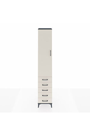 Hyperion Dolap 2 Raflı 5 Çekmeceli Tek Askılı 44x44x243 Antrasit-Aytaşı