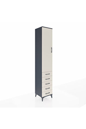 Hyperion Dolap 2 Raflı 5 Çekmeceli Tek Askılı 44x44x243 Antrasit-Aytaşı