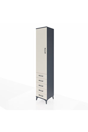 Hyperion Dolap 2 Raflı 5 Çekmeceli Tek Askılı 44x44x243 Antrasit-Aytaşı