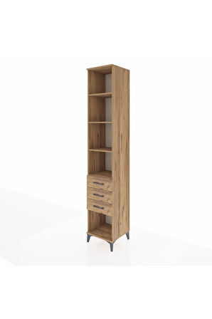 Hyperion Dolap 4 Raflı 3 Çekmeceli 44x44x243 Çam-Çam