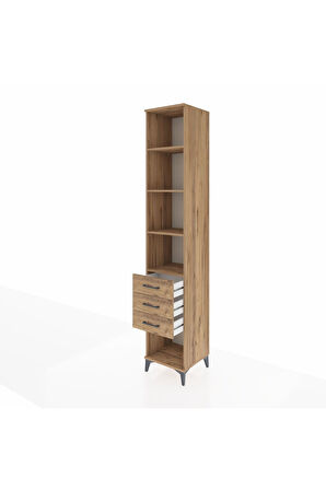 Hyperion Dolap 4 Raflı 3 Çekmeceli 44x44x243 Çam-Çam