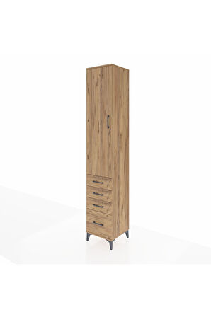 Hyperion Dolap 2 Raflı 4 Çekmeceli Tek Askılı 44x44x243 Çam-Çam