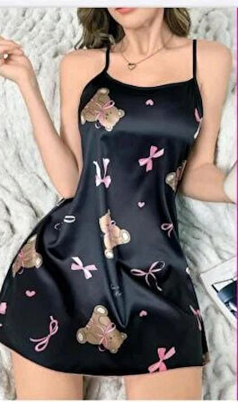 SATEN DESENLİ ŞIK FANTAZİ GECELİK