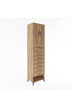 Hyperion Dolap 2 Raflı 7 Çekmeceli 2 Kapaklı 60x44x243 Çam-Çam