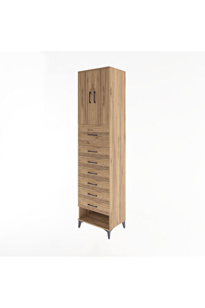 Hyperion Dolap 2 Raflı 7 Çekmeceli 2 Kapaklı 60x44x243 Çam-Çam