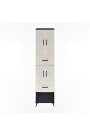 Hyperion Dolap 3 Raflı 2 Çekmeceli 4 Kapaklı 60x44x243 Antrasit-Aytaşı