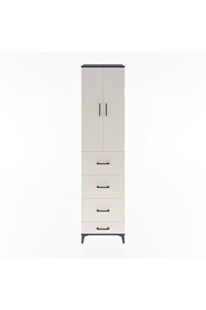 Hyperion Dolap 3 Raflı 4 Çekmeceli 2 Kapaklı 60x44x243 Antrasit-Aytaşı