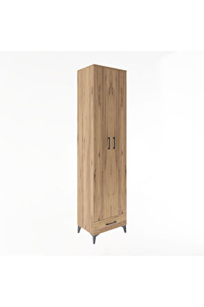 Hyperion Dolap 6 Raflı Tek Çekmeceli 2 Kapaklı 60x44x243 Çam-Çam