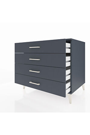 Kronos Şifonyer 4 Çekmeceli 88x59x80 Antrasit-Antrasit