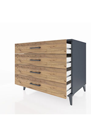 Kronos Şifonyer 4 Çekmeceli 88x59x80 Antrasit-Çam