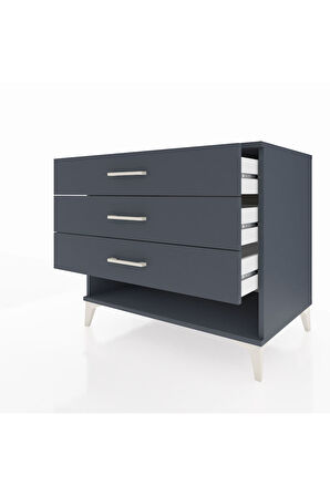 Kronos Şifonyer 3 Çekmeceli 88x59x80 Antrasit-Antrasit