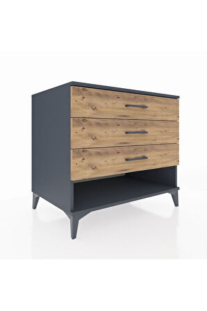 Kronos Şifonyer 3 Çekmeceli 88x59x80 Antrasit-Çam