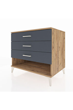 Kronos Şifonyer 3 Çekmeceli 88x59x80 Çam-Antrasit