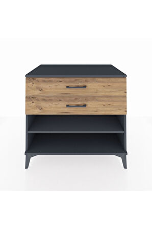 Kronos Şifonyer Tek Raflı 2 Çekmeceli 88x59x80 Antrasit-Çam