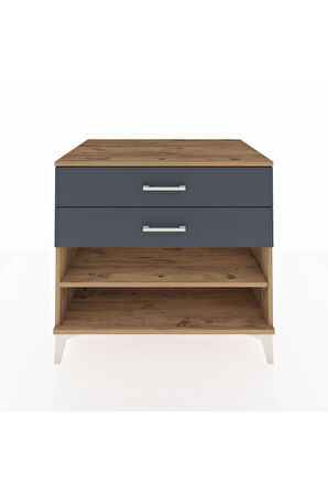 Kronos Şifonyer Tek Raflı 2 Çekmeceli 88x59x80 Çam-Antrasit